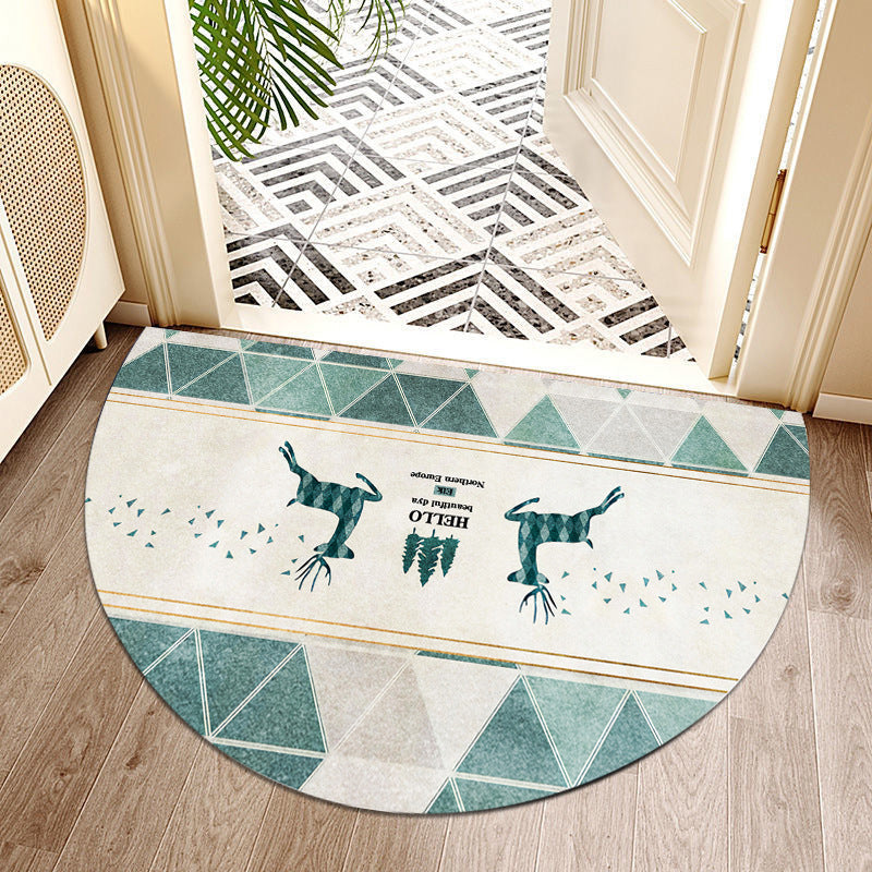 Geometric Patterned Half-Round Area Mat