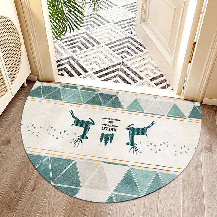Geometric Patterned Half-Round Area Mat