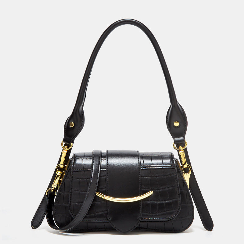 Crocodile-Embossed Mini Shoulder Bag