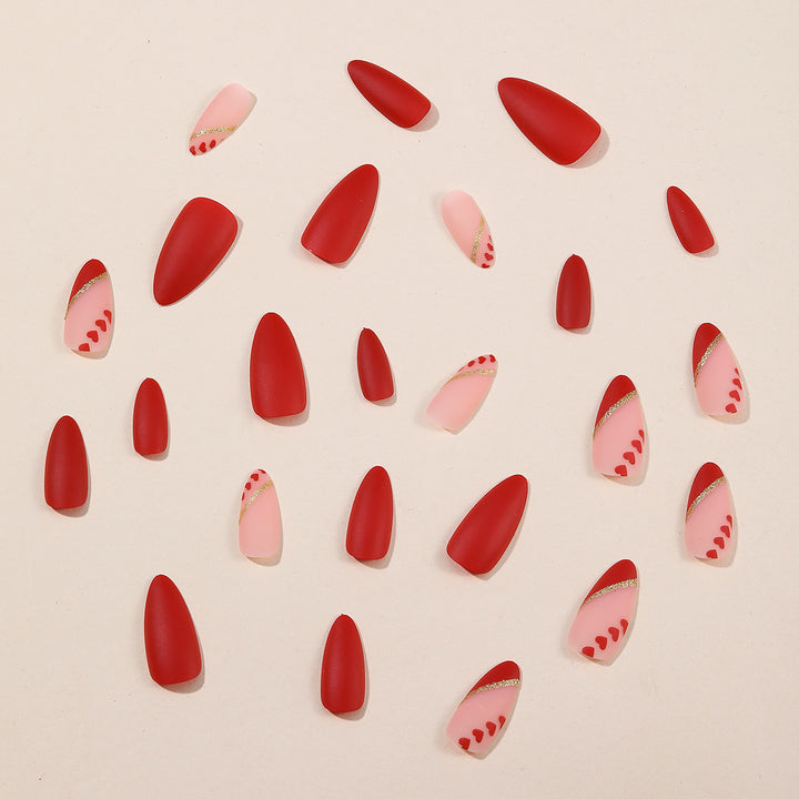 Heart-Accent Stiletto Nail Art Kalsten