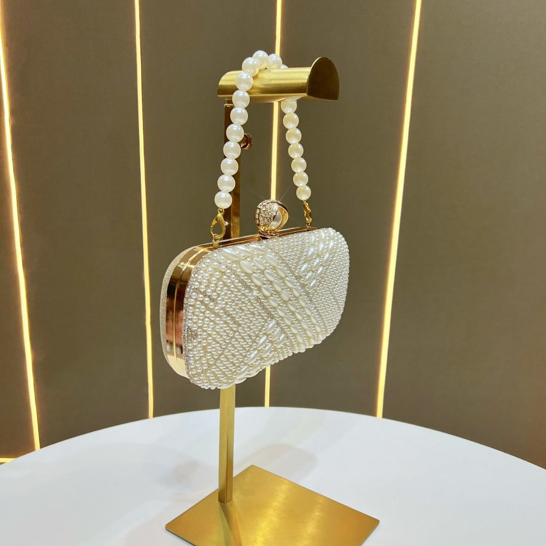 Pearl-Embellished Evening Handbag