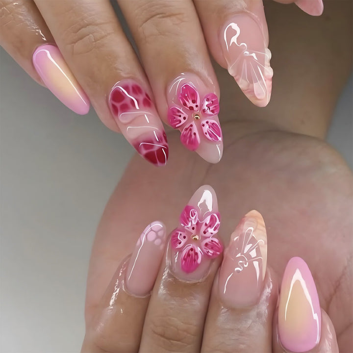 Artistic Floral Stiletto Nail Art