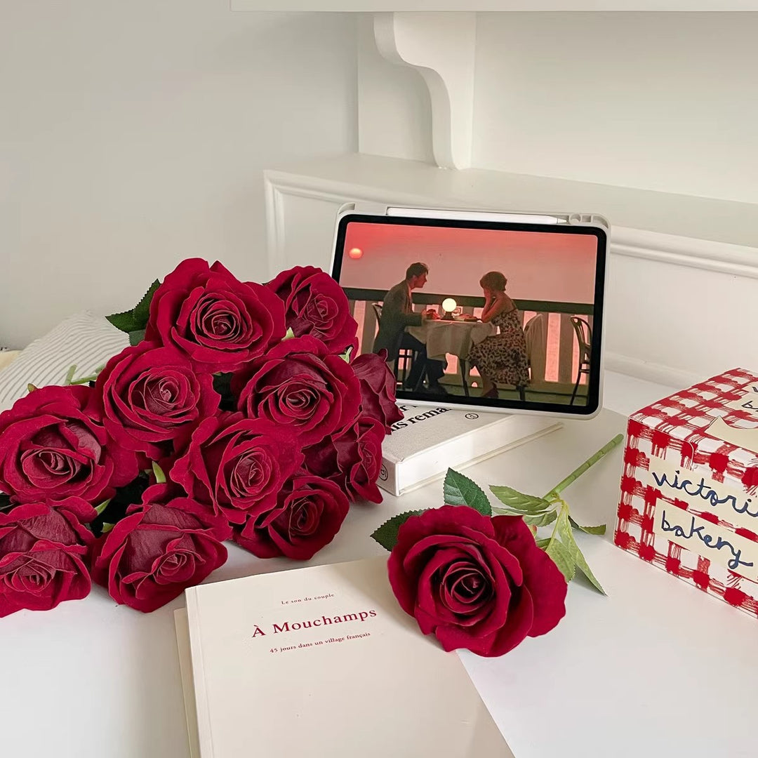 Realistic Faux Red Rose Bouquet