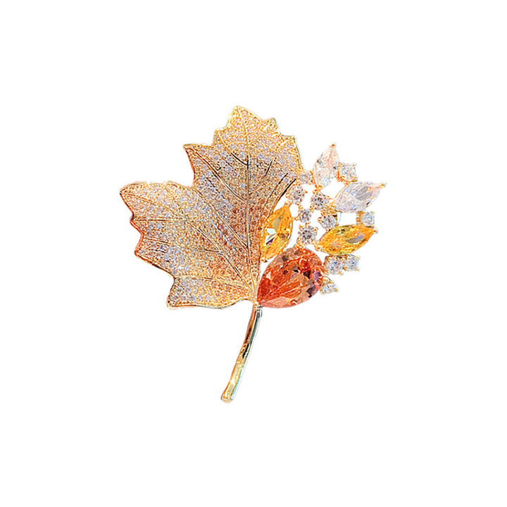 Exquisite leaf brooch with sparkling crystals Kalsten