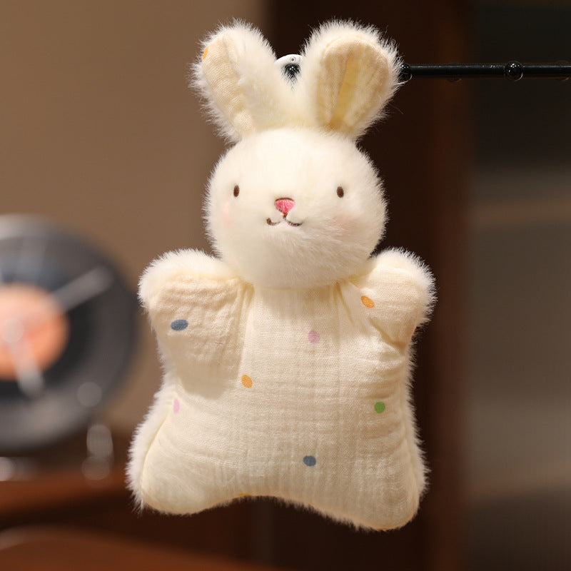 Plush Bunny Muslin Comforter with Faux-Fur Head, Star-Shaped Cuddle Pillow & Hanging Loop Kalsten