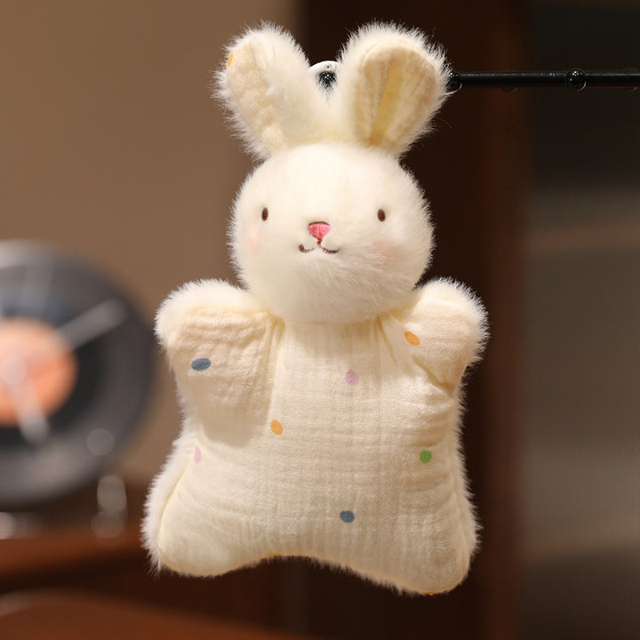 Plush Bunny Muslin Comforter with Faux-Fur Head, Star-Shaped Cuddle Pillow & Hanging Loop Kalsten
