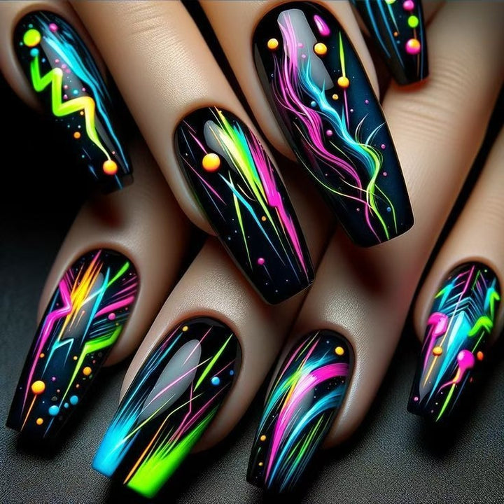 Neon Glow-In-The-Dark Nail Art Kalsten
