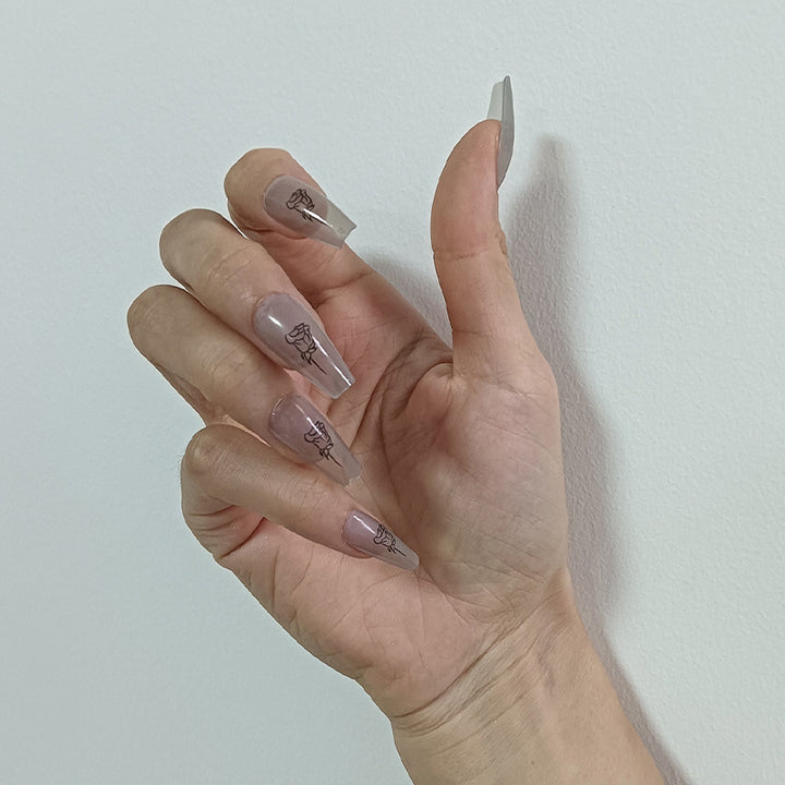Artful Nail Tips with Rose Pattern Kalsten