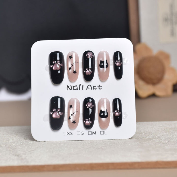 Artistic Star-Embellished Press-On Nail Set Kalsten