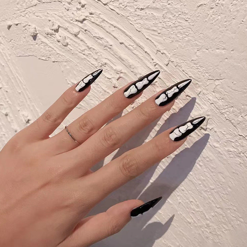 Artistic Skull-Design Stiletto Press-On Nails Kalsten