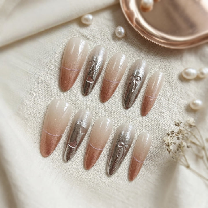Decorative Press-On Nail Set with Elegant Design