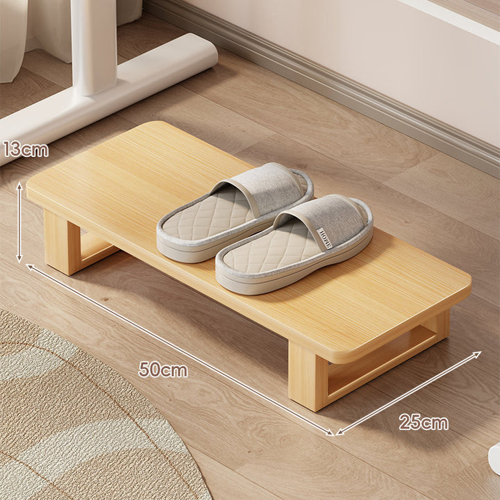 Low Wooden Slipper Platform and Entryway Shoe Shelf Organizer