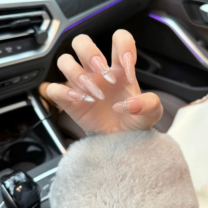 Decorative Nail Art Extensions with Rhinestone Accents