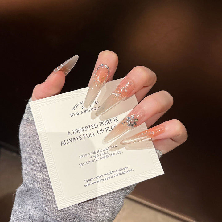 Elegant Stiletto Press-On Nail Extensions with Rhinestones Kalsten