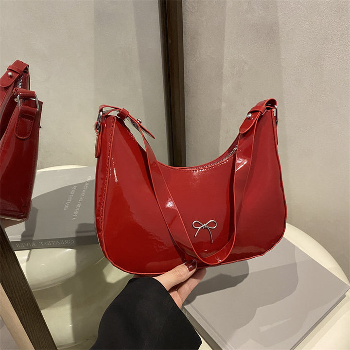 Premium Glossy Faux Leather Hobo Bag Kalsten