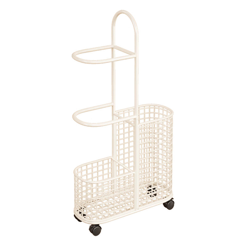 Vertical Rolling Sports Equipment Organizer Cart with Dual Ball Shelves and Mesh Storage Baskets