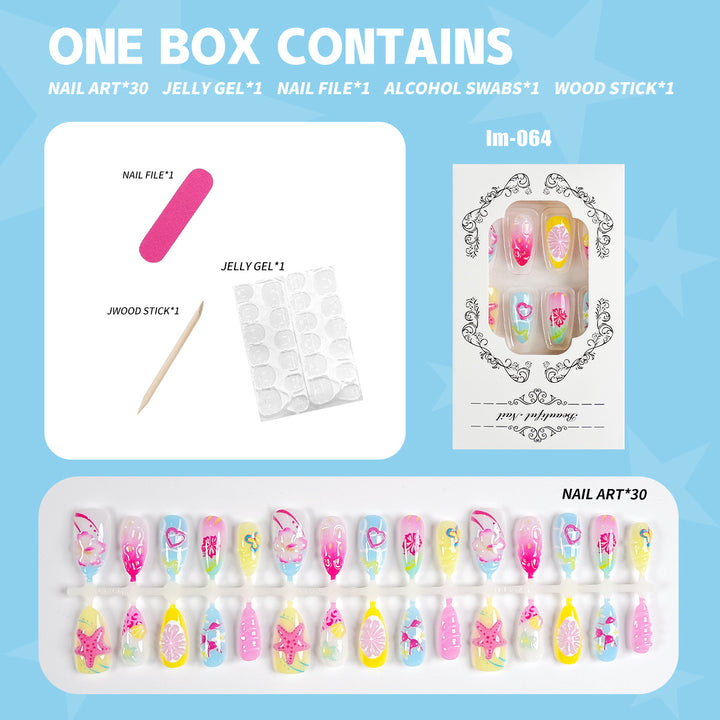 Vibrant Ocean-Themed Press-On Nail Art Set