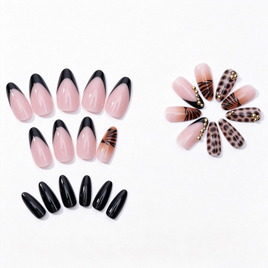 Art nail set with elegant animal and glitter patterns Kalsten