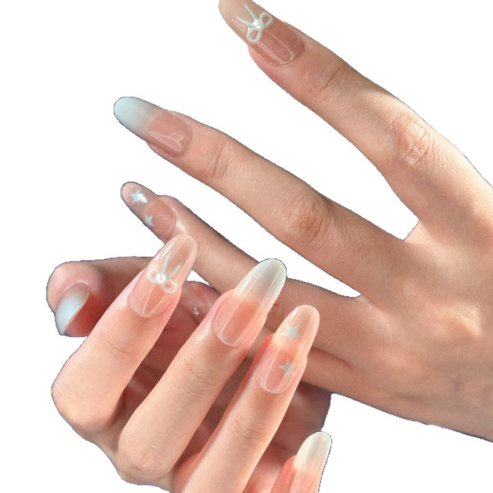 Glamorous Ombre Press-On Nail Set with Decorative Star and Bow Accents Kalsten