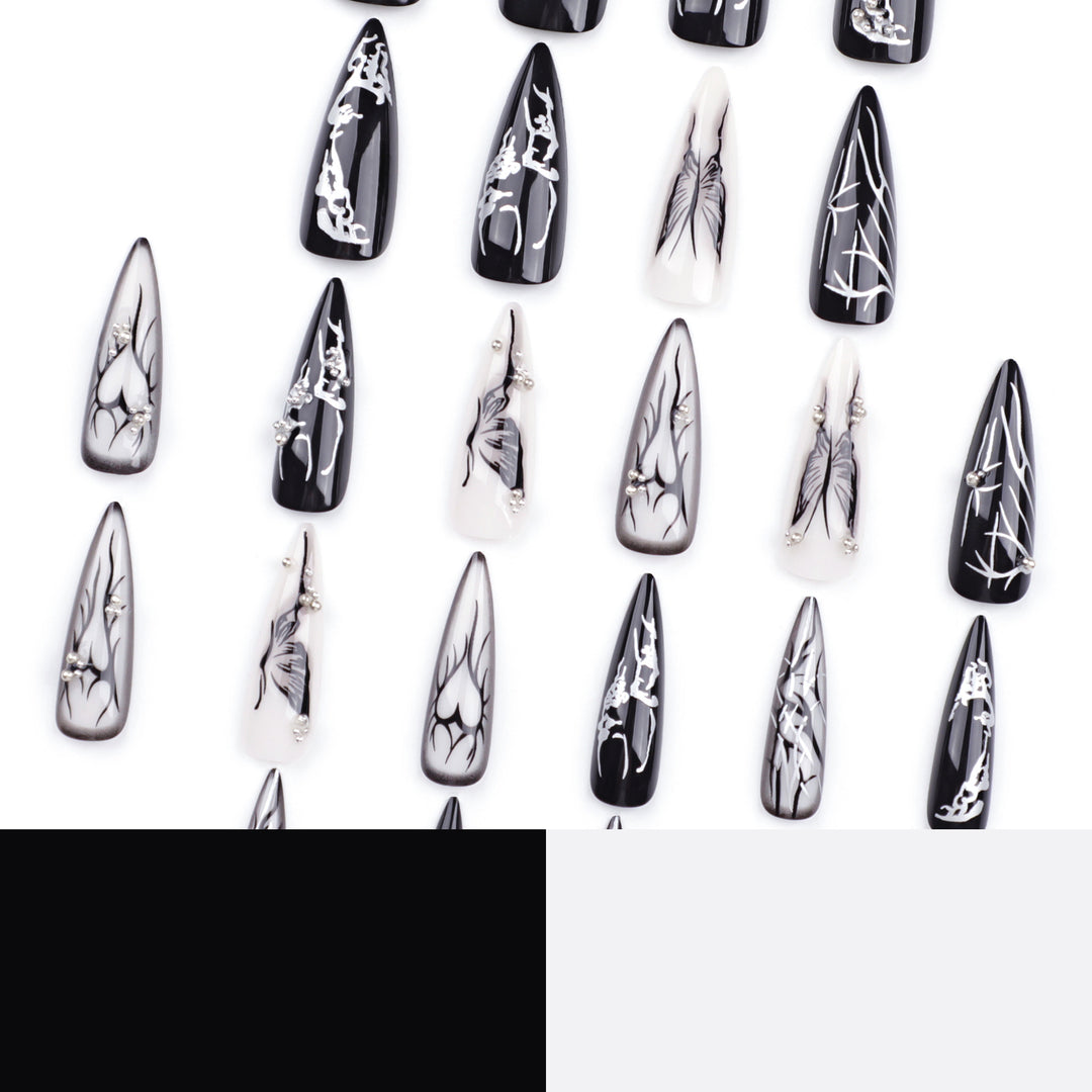 Artful Nail Art with Elegant Black and White Design Kalsten