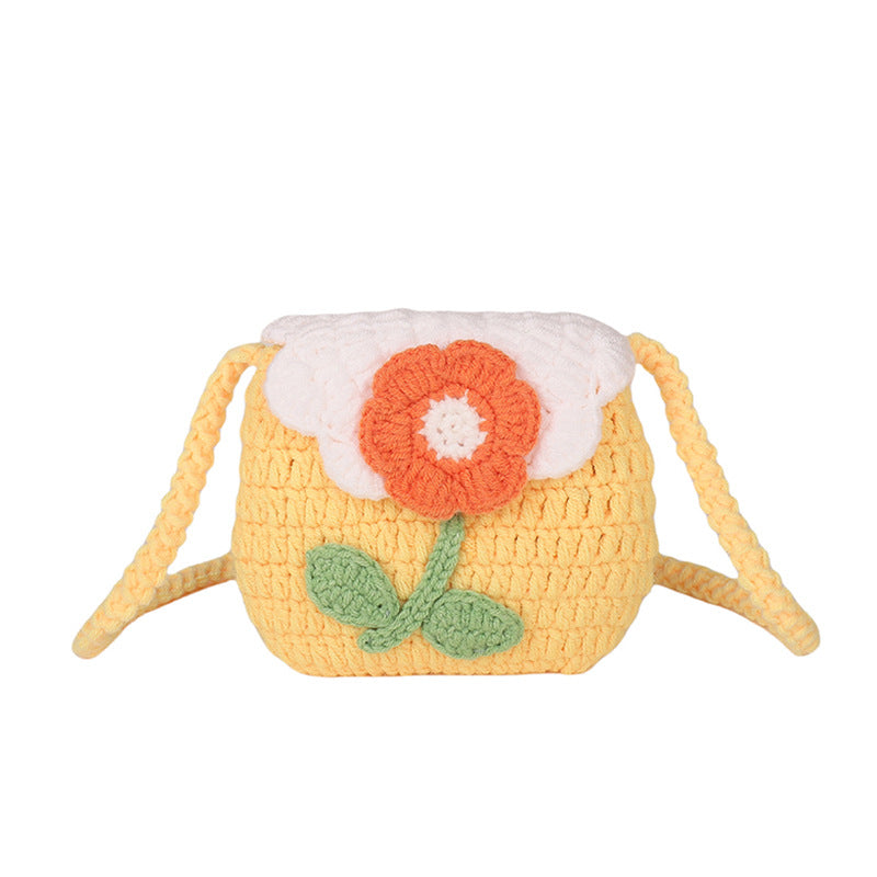 Crochet Flower-Detail Handbag