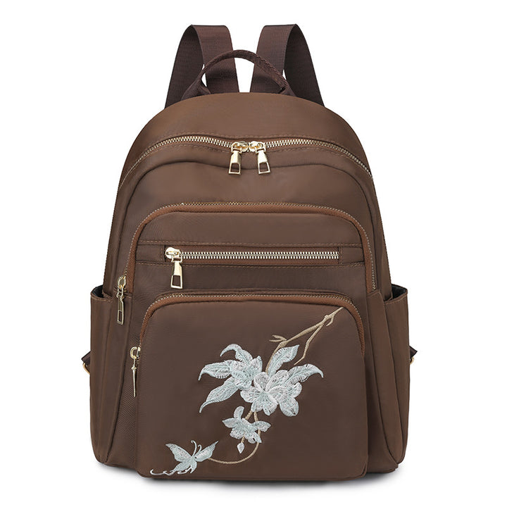 Embroidered Multi-Pocket Backpack