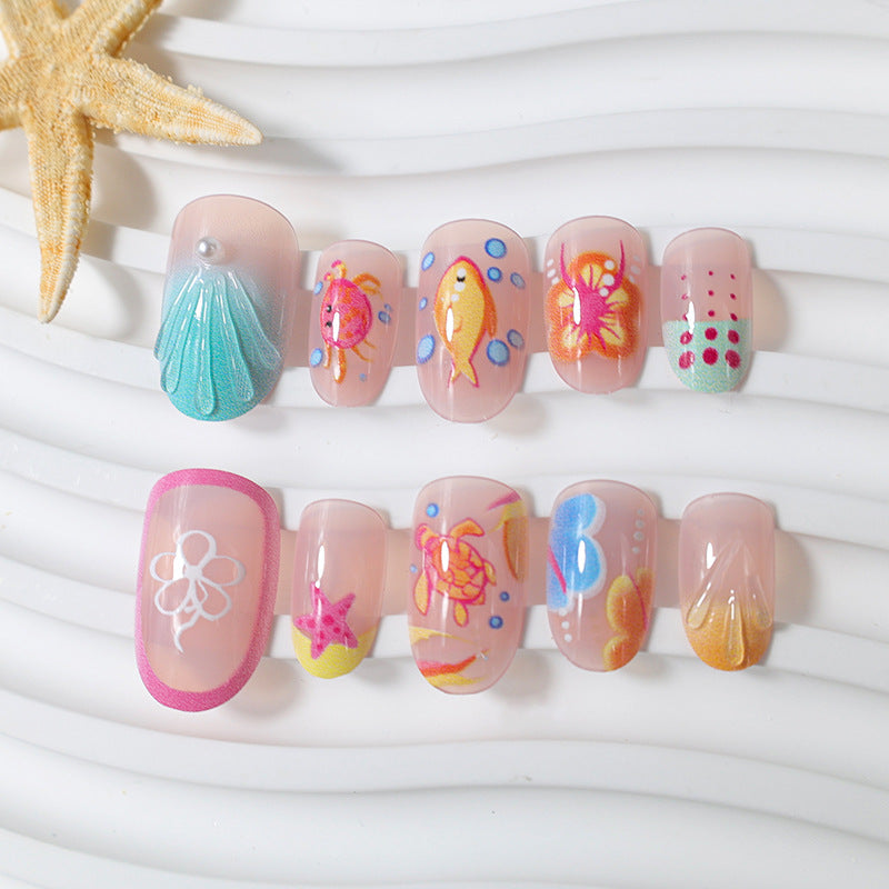 Artificial nail set with colorful floral and summery designs Kalsten