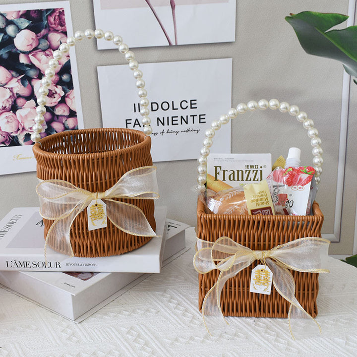 Elegant Handcrafted Rattan Tote Basket Kalsten