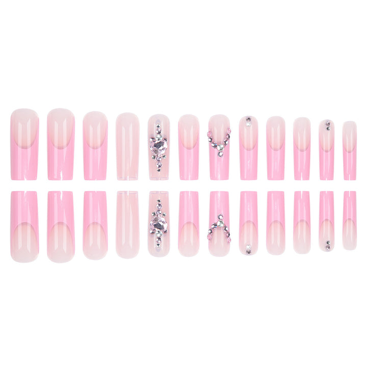 Glamorous Crystal-Embellished Long Press-On Nails Kalsten