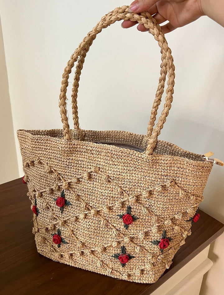 Handmade basket bag with braided handle Kalsten
