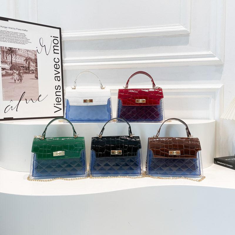 Glossy Crocodile Patterned Handbag