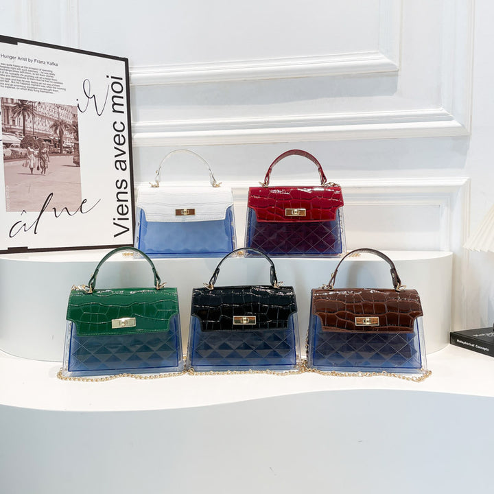 Glossy Crocodile Patterned Handbag