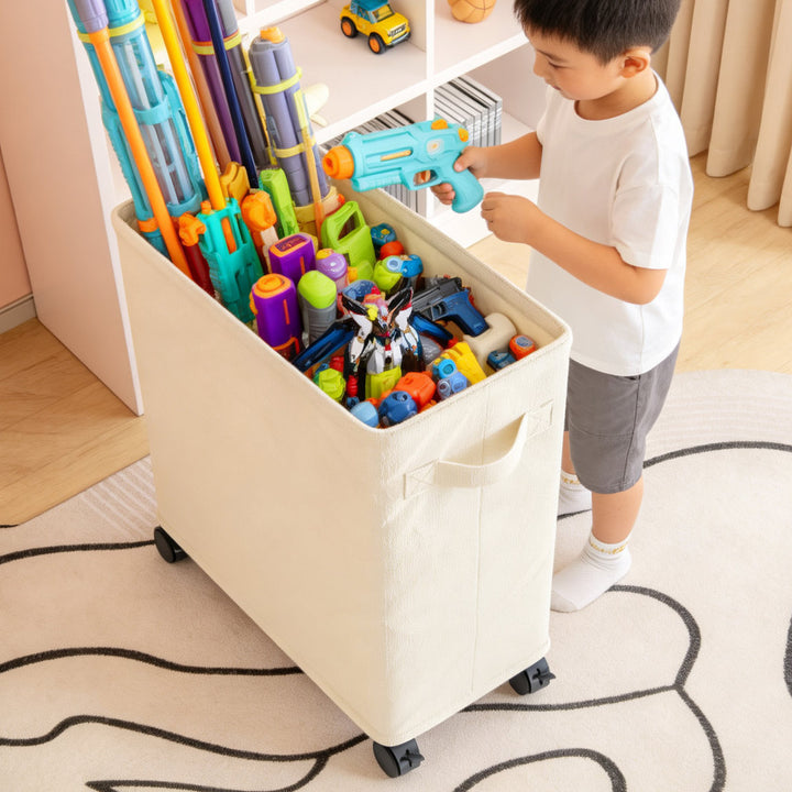 Tall Slim Rolling Fabric Laundry Hamper with Locking Casters