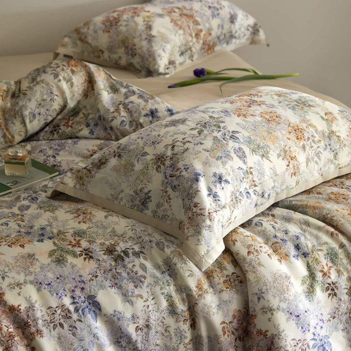 Luxurious satin bedding set with floral and berry design