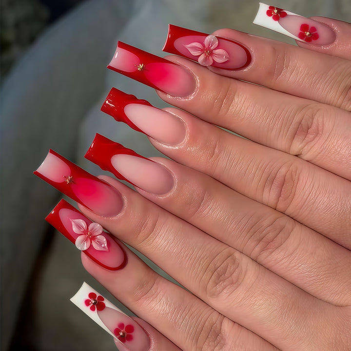 Floral Themed Acrylic Nail Art Extensions Kalsten