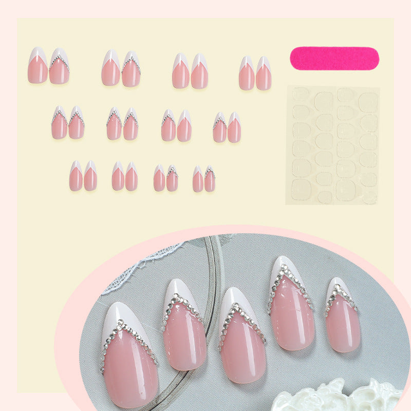 Elegant Pointed Press-On Nails with Rhinestone Accents Kalsten