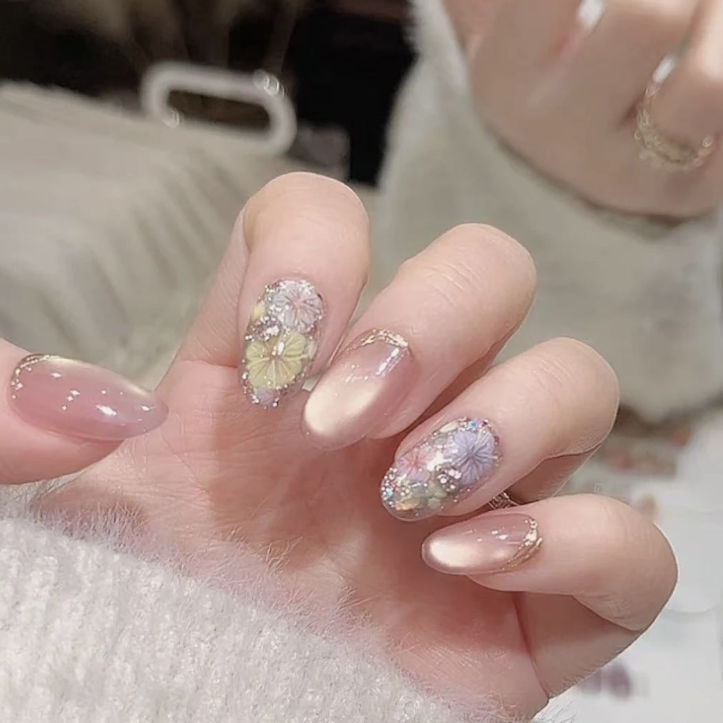 Elegant Floral-Design Press-On Nail Set Kalsten