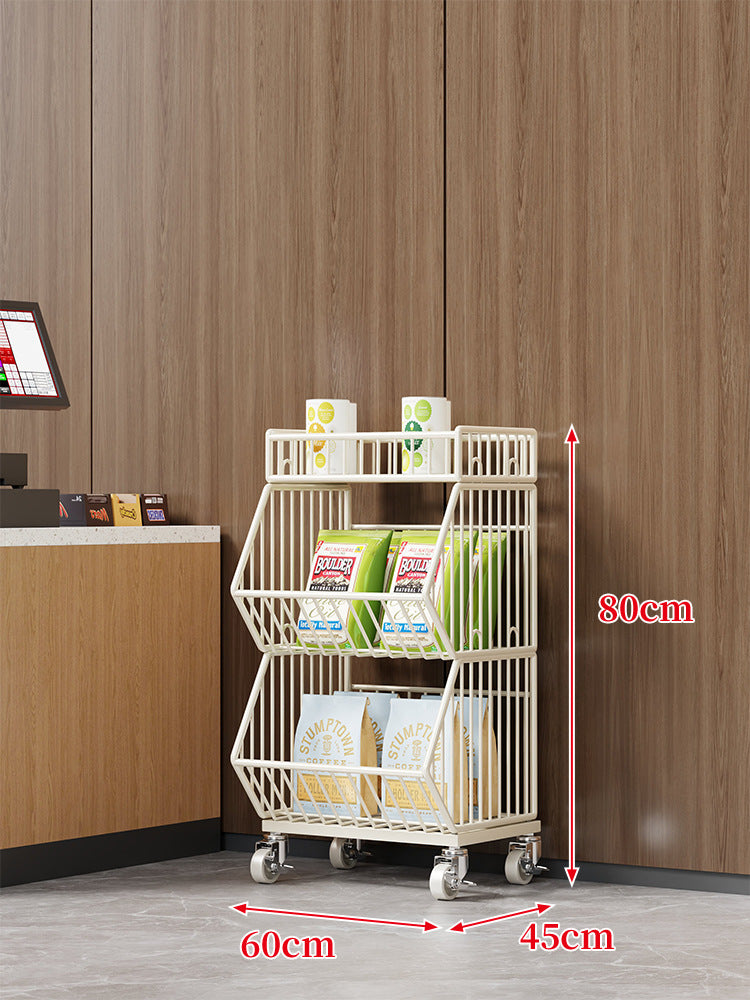 Three-Tier Mobile Wire Basket Organizer Cart