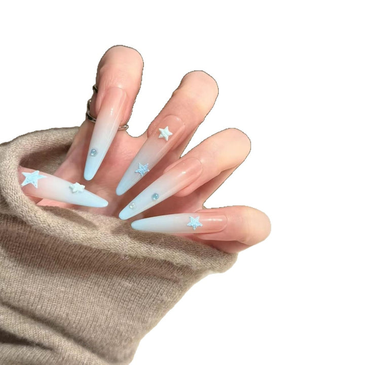 Star-Accented Stiletto Press-On Nail Art
