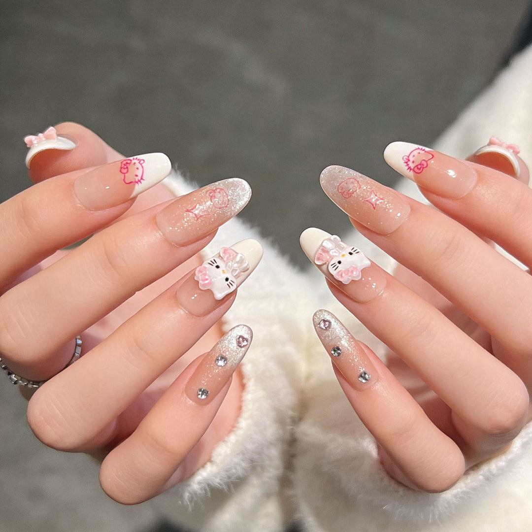 Glamorous Crystal-Studded Stiletto Press-On Nails Kalsten
