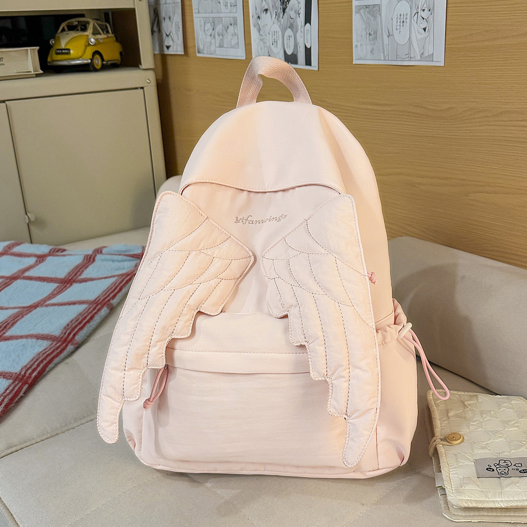 Cute Wing-Embellished Casual Backpack Kalsten