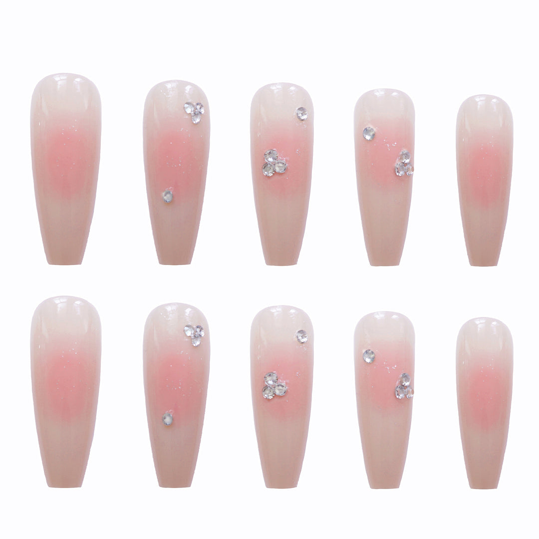 Elegant Crystal-Embellished Press-On Nail Set