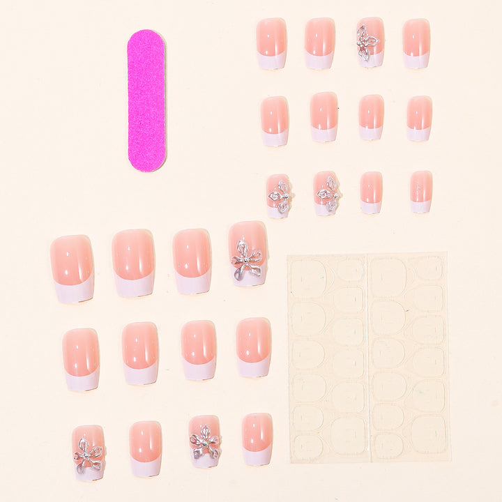 Decorative Floral French Tip Nail Art Kalsten