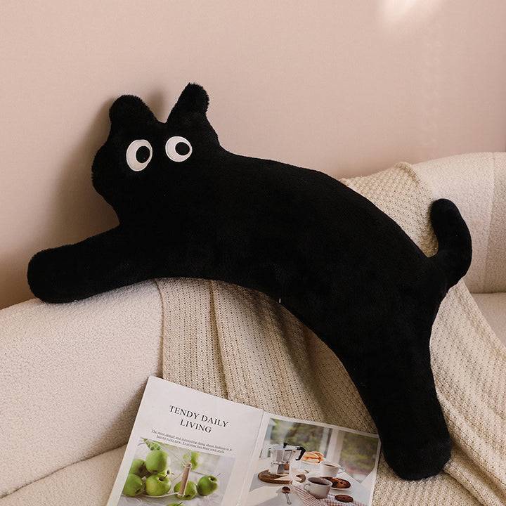Plush cat cuddle pillow with large glitter eyes