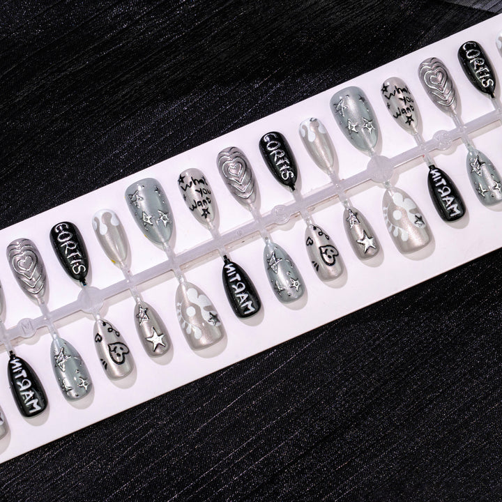 Artistic Press-On Nail Art Set with Custom Designs Kalsten