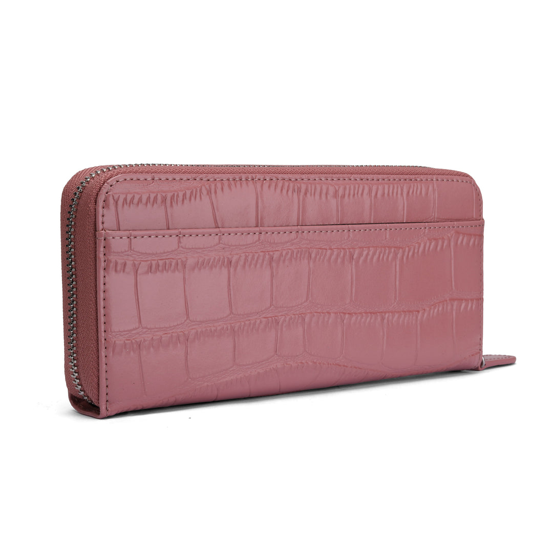 Crocodile-Embossed Zip-Around Wallet Kalsten