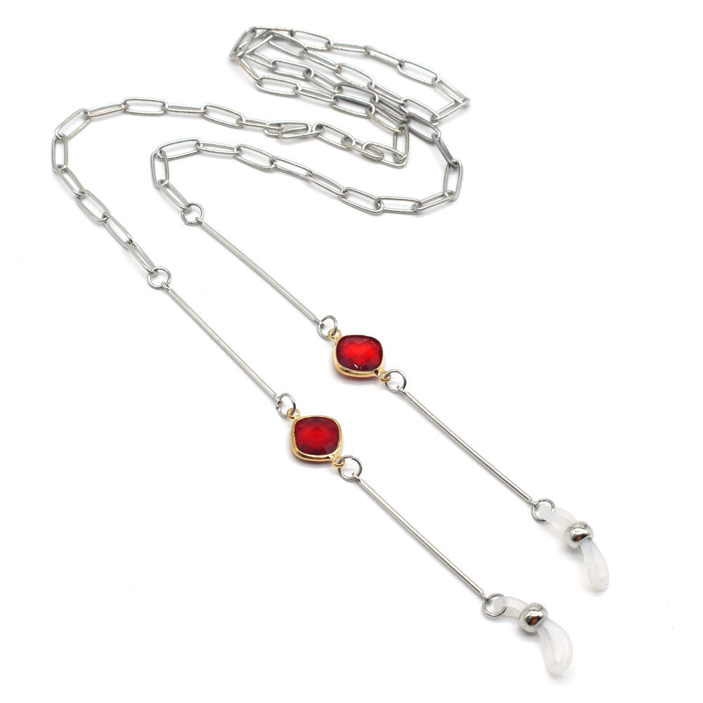 Fashionable glasses holder chain with colorful crystal pendants Kalsten