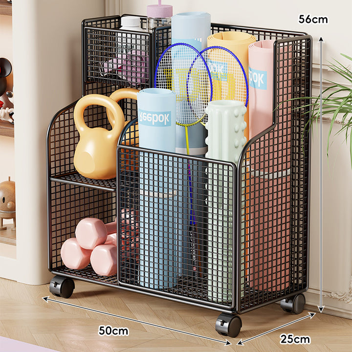 Compact Over-Cabinet Hanging Wire Grid Storage Basket with Dual Hooks