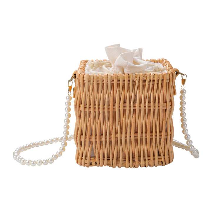 Ladies Elegant Basket Bag with Pearl Accents Kalsten
