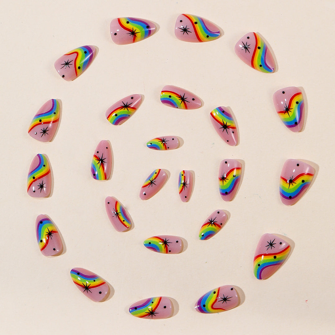 Colorful Rainbow-Themed Nail Art Kalsten